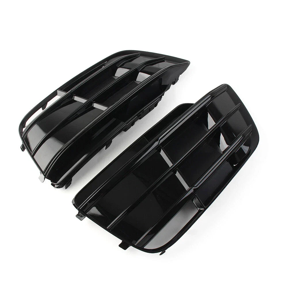 Black Front Bumper Fog Light Grille Covers for Audi Q5 SQ5 (2018-2022)