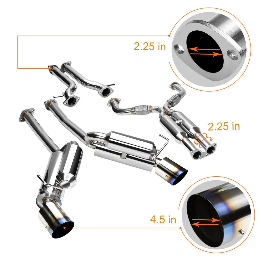 Catback Exhaust Muffler for Nissan 370Z Z34 (2009–2016) Dual 4.5" Burnt Tip