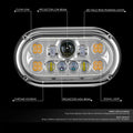 Chrome Steel Halo Ring LED Dual Projector Headlight for Peterbilt 359 (1967–1987)