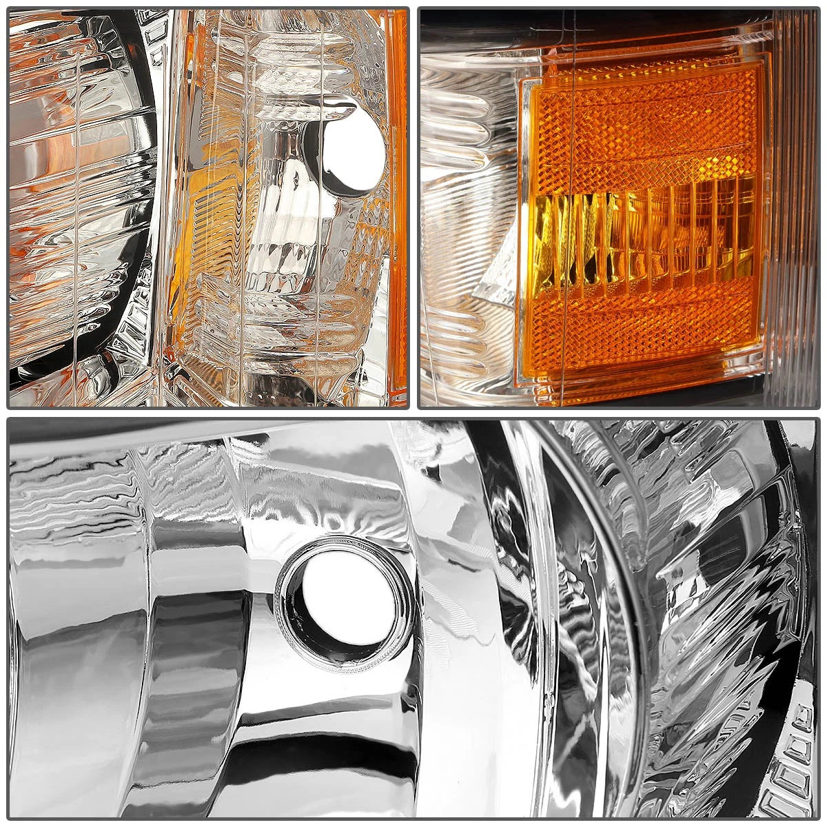 Pair of Chrome Housing Amber Side Headlights for Chevy Silverado (2007–2014)