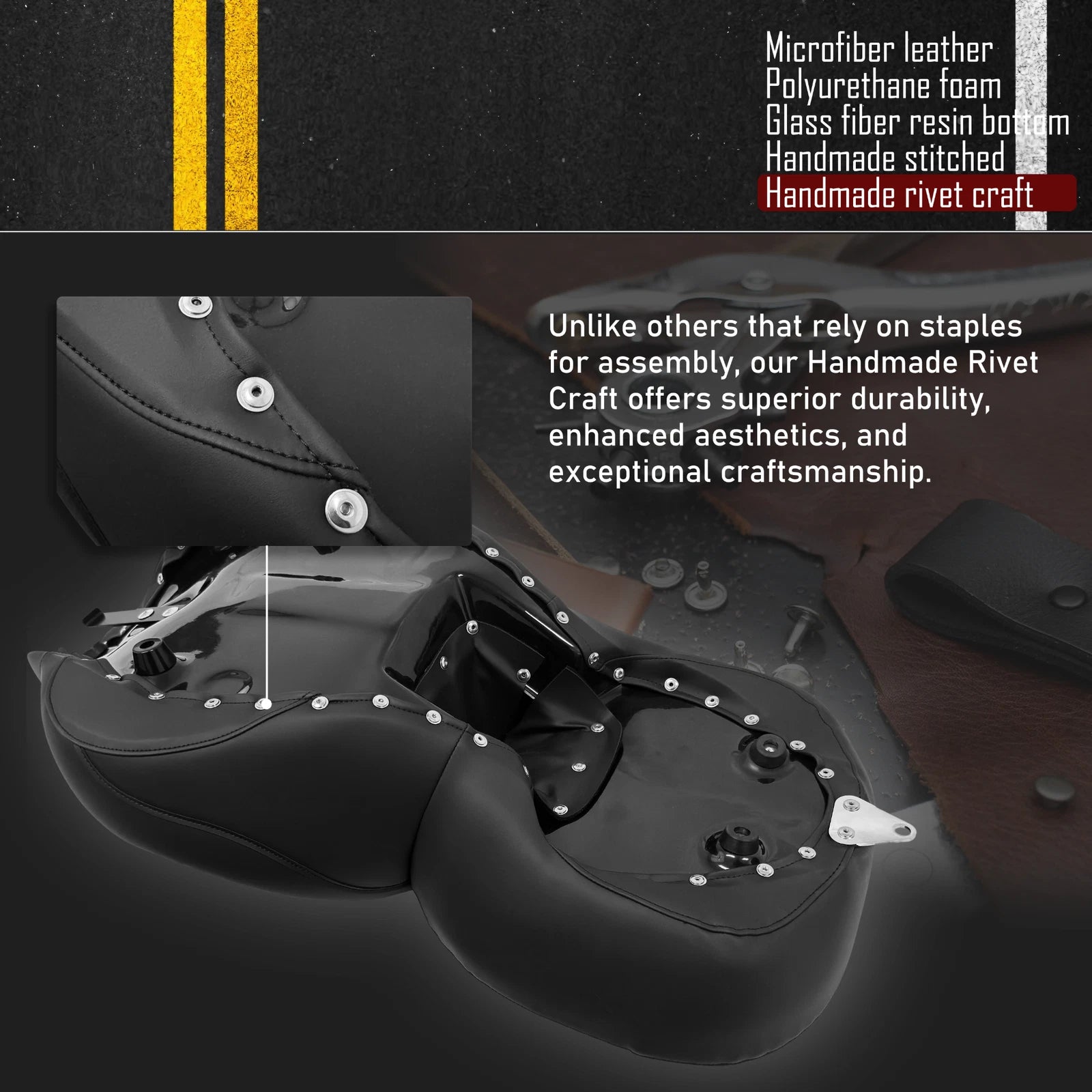 Stripes 2-UP One Piece Vinyl Seat for Harley Touring FLHT/FLTR (1997–2007)