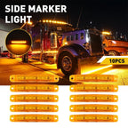 10X LED Amber Side Marker Lights for Truck Trailer (Waterproof)