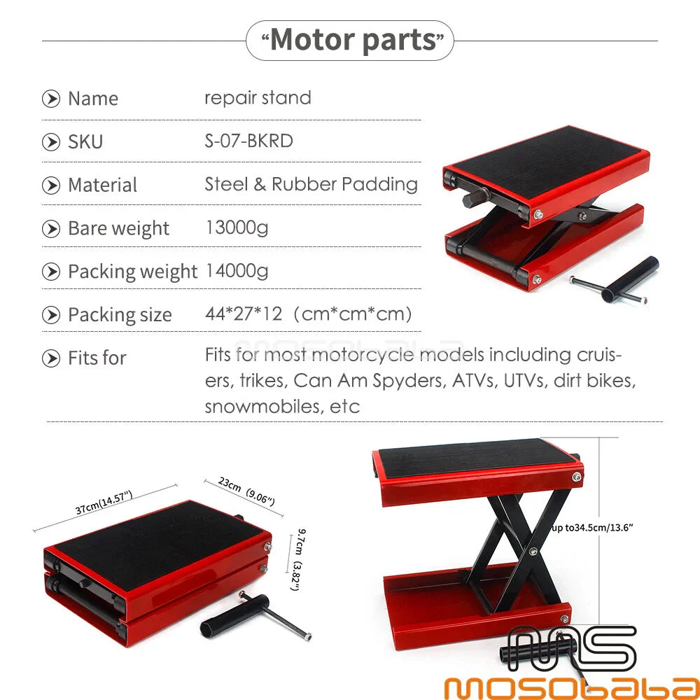 Motorcycle Scissor Lift Jack Stand for Honda Dirt Bike ATV Cruiser