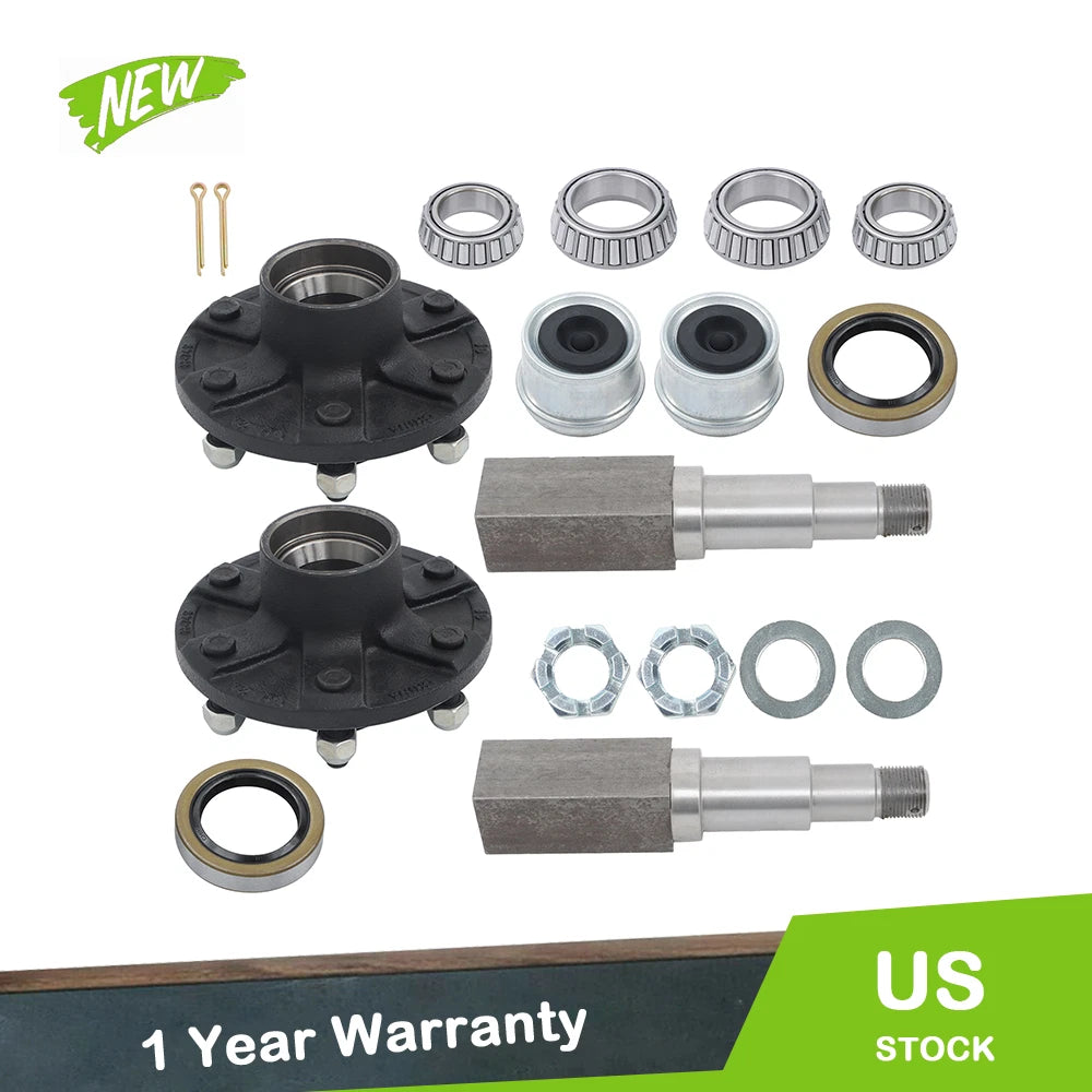 Set of 2 Trailer Axle Kits for 6 on 5.5" (Square #84 Spindle)