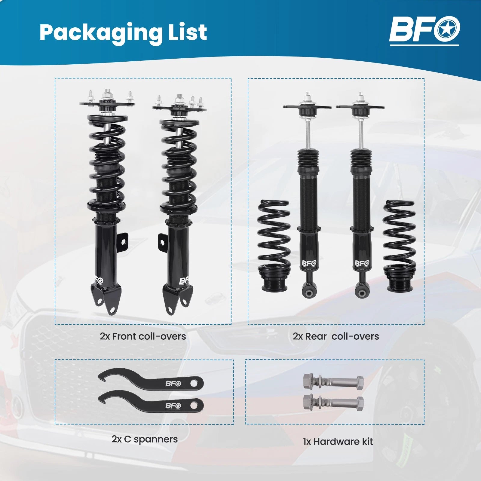 Adjustable Coilovers Shock Absorbers Kit for Dodge Charger (2006–2010) RWD