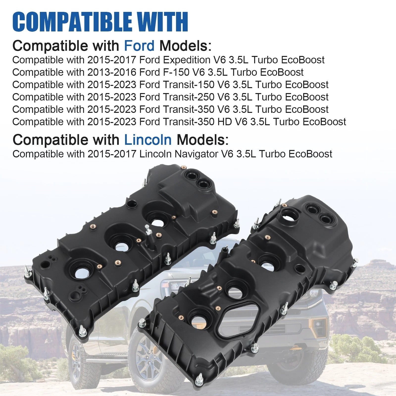 2 Valve Covers Set for Ford F-150 (2013–2016) & Expedition (2015–2017) 3.5L Turbo