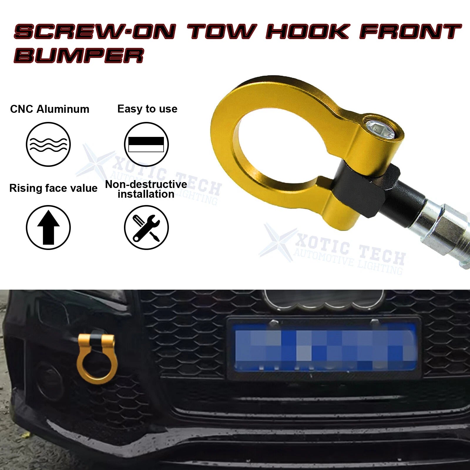 Anodized Alloy Gold Track Racing Tow Hook for Audi A4 A5 A7 B8 RS7 S4 S5 (2010-2017)