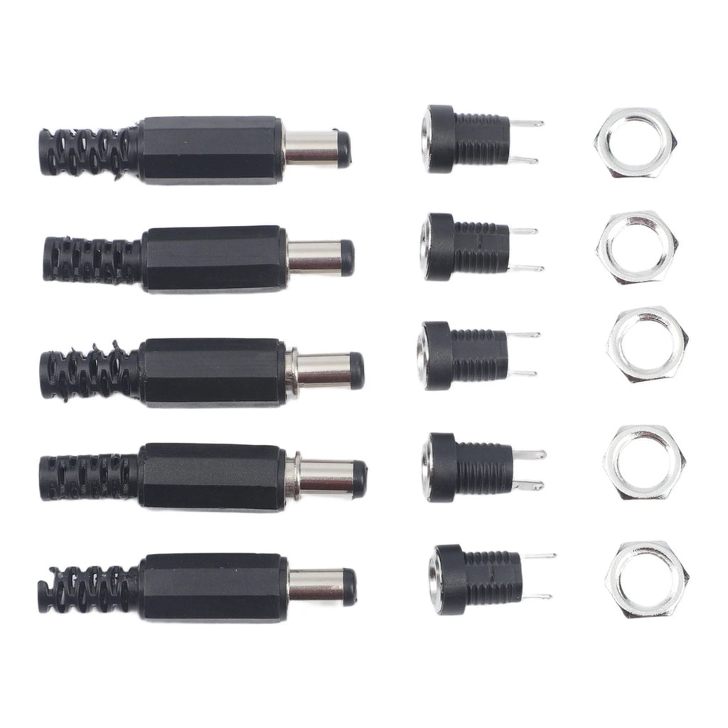 5 Pair 12V Male Female Panel Mount DC Power Connector 5.5x2.1mm