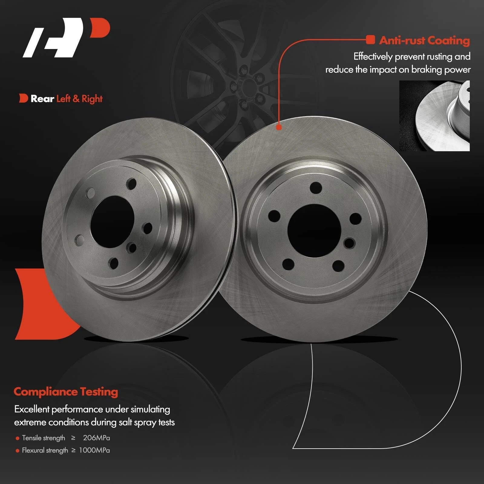 2X 330mm Disc Brake Rotors Rear for BMW 328i 330i xDrive 340i 430i (2012–2019)