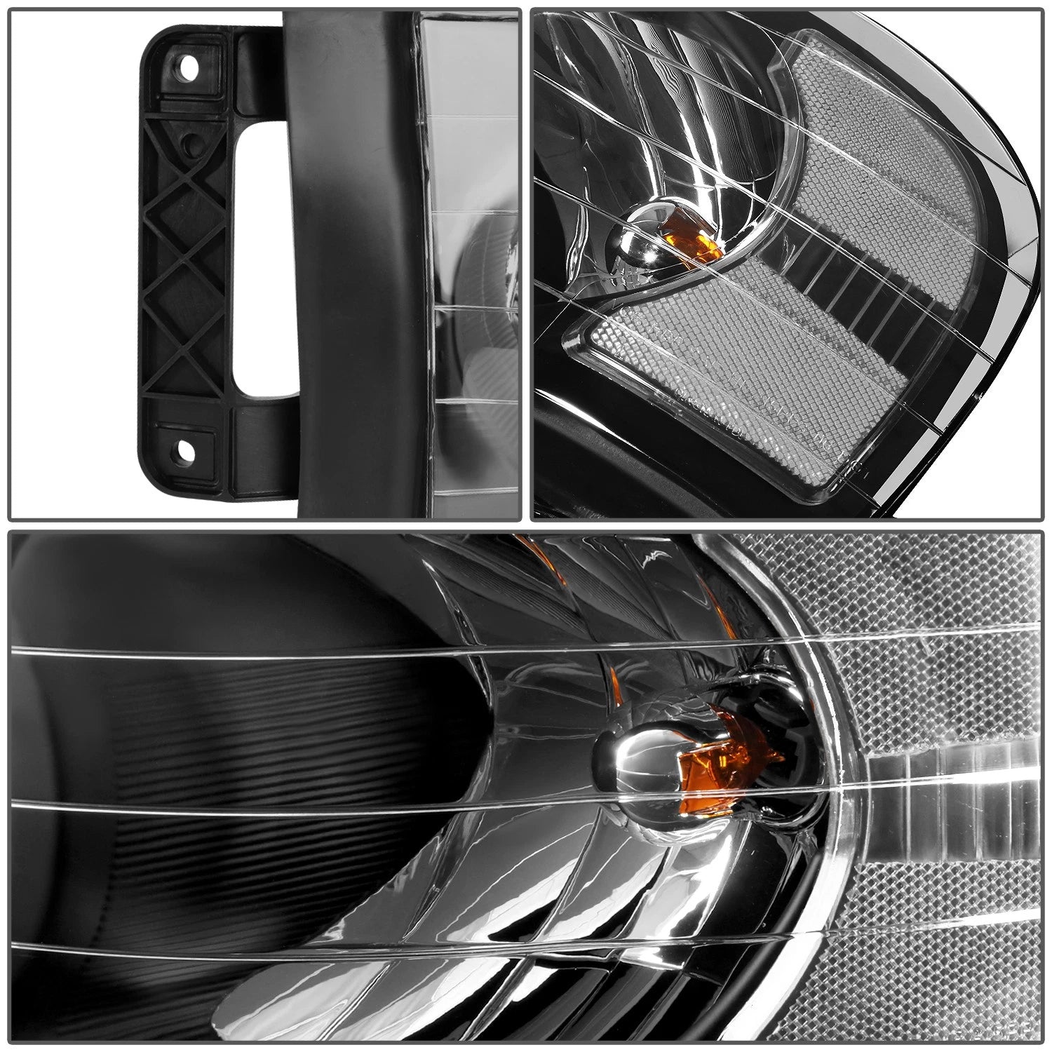 Pair of Headlights for Dodge Ram Pickup (2002–2005) - Black Housing, Clear Corner