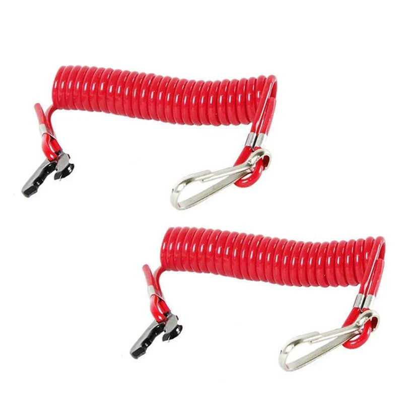 Outboard Engine Kill Stop Switch Key Lanyard Rope Clips