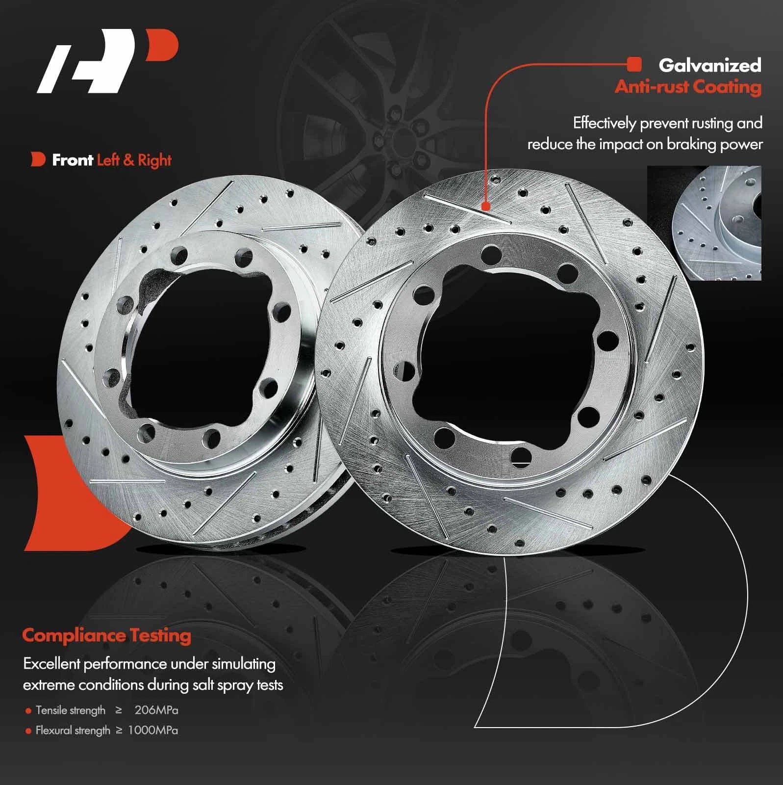 Drilled Brake Rotors for Dodge Ram 2500 3500 Chevrolet K3500 GMC
