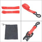 Set of 4 Ratchet Straps for Secure Towing and Cargo (Polyester, 1.6in x 8ft)