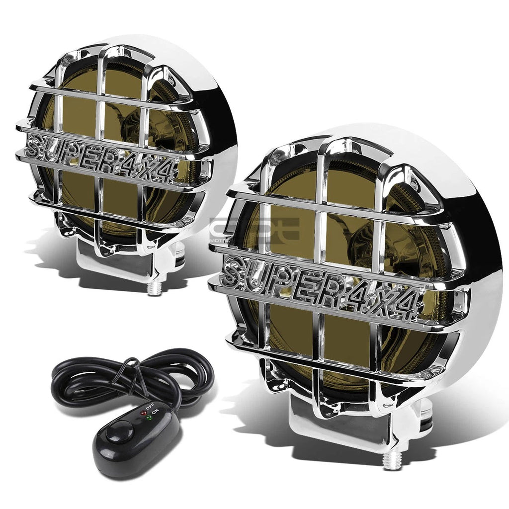 6" Round Bull Bar Fog Light Lamps for Universal Vehicles (Chrome, Smoke Lens)