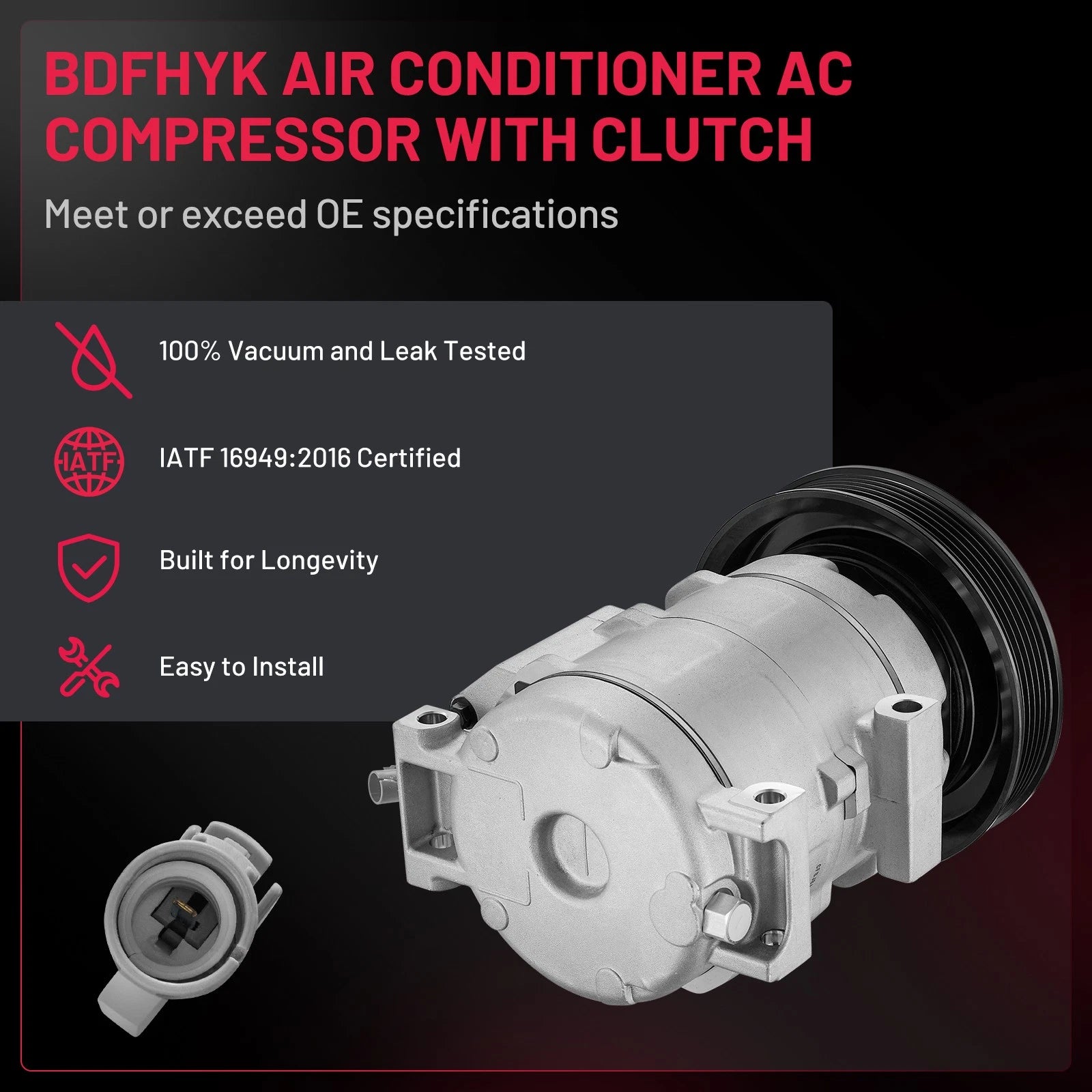 A/C Compressor with Clutch & Pulley for Dodge Charger (2011–2013)