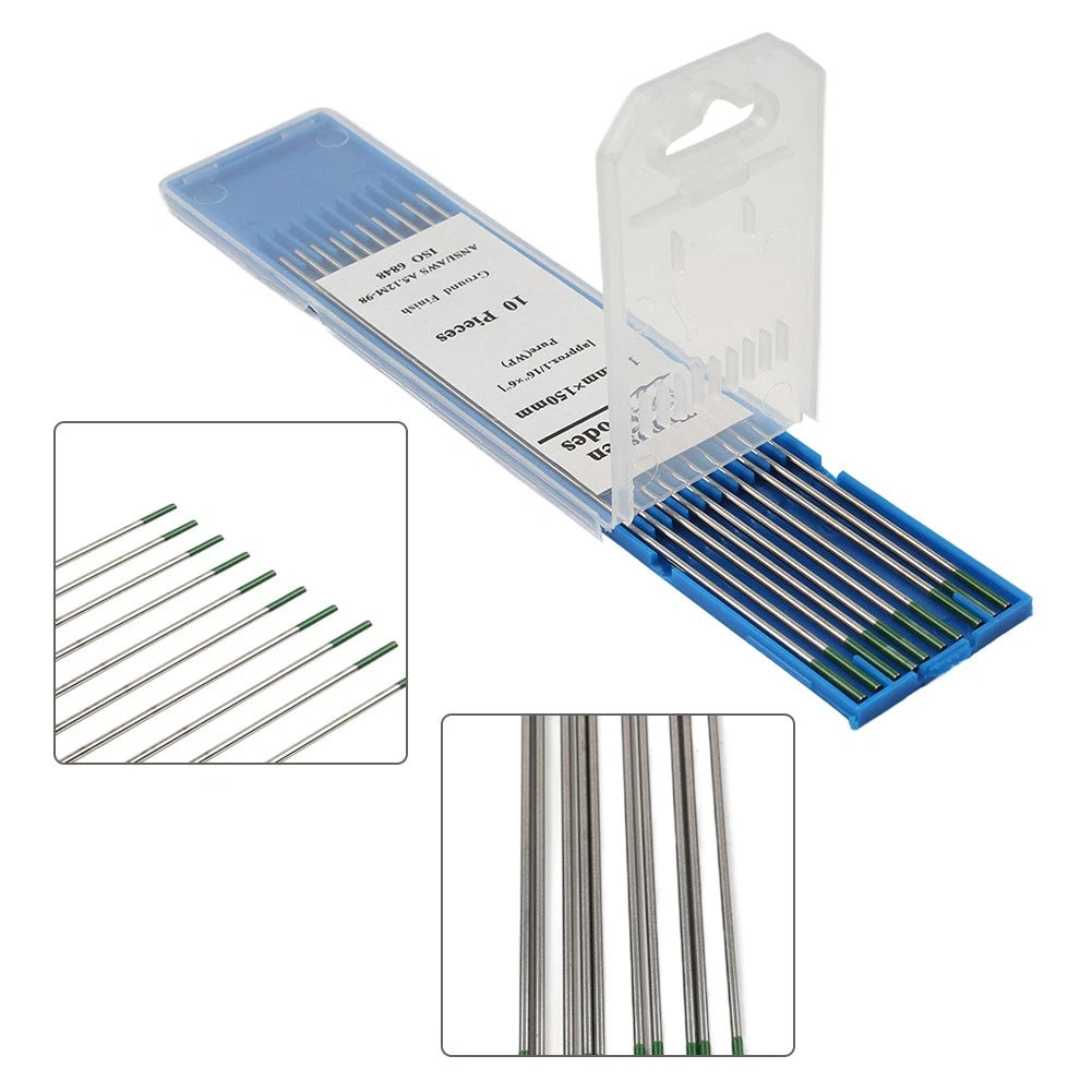 Set of 10 WP20 Pure Tungsten Electrodes 1.6mm x 150mm (6")