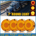 Set of 4 Round 7 Inch LED Tail Stop Brake Signal Lights for Truck (12V)