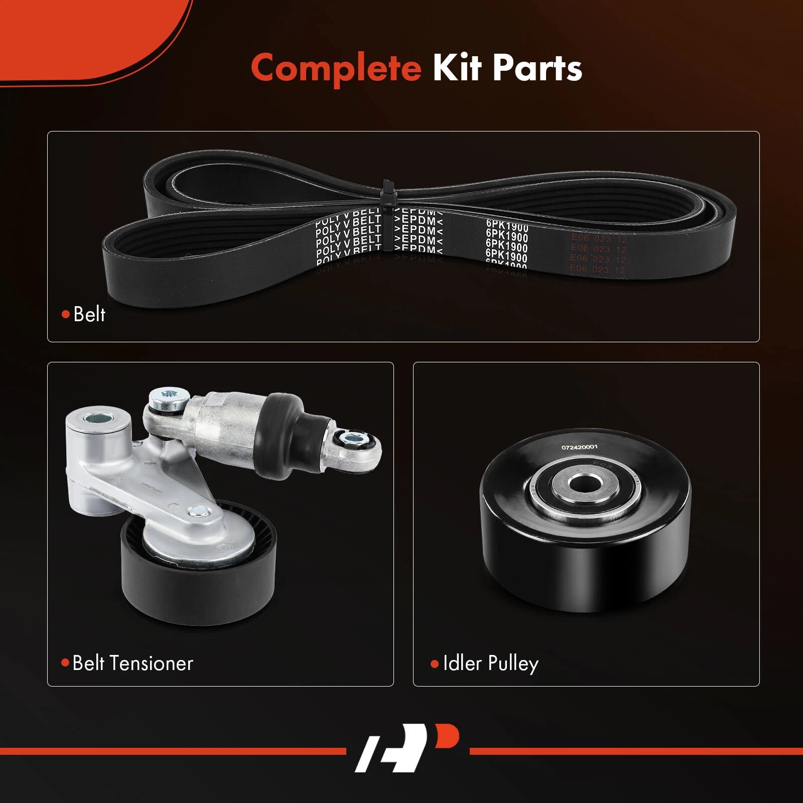 3X Serpentine Belt Drive Component Kit for Kia Sorento (2016-2018)