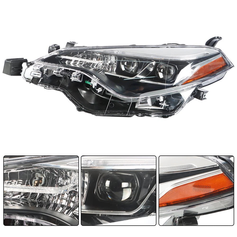 Headlight for Toyota Corolla (2017–2019) Driver Side Black