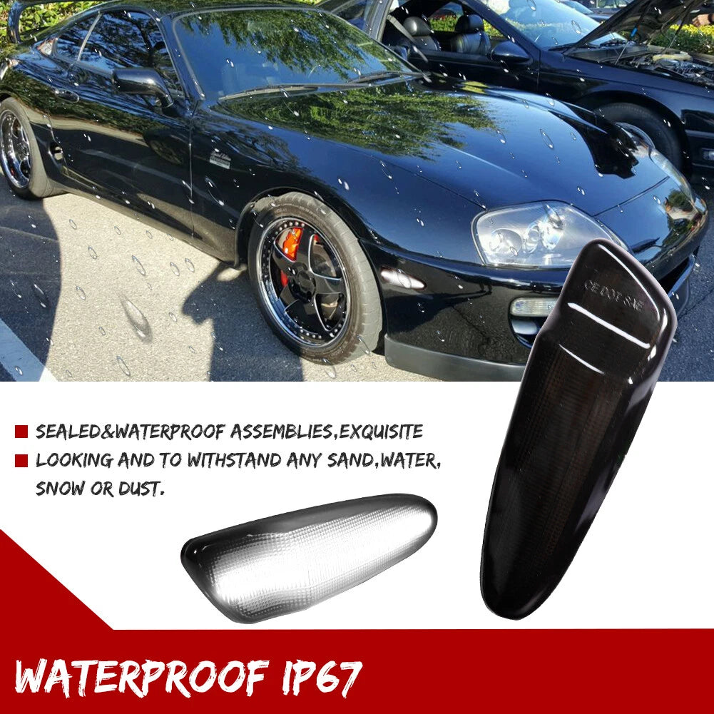 Smoked White LED Front Bumper Side Marker Lights for Toyota Supra (1997–1998)