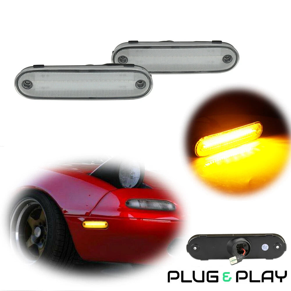 Clear LED Side Marker Lights for Mazda Miata MX-5 (1990–2005)