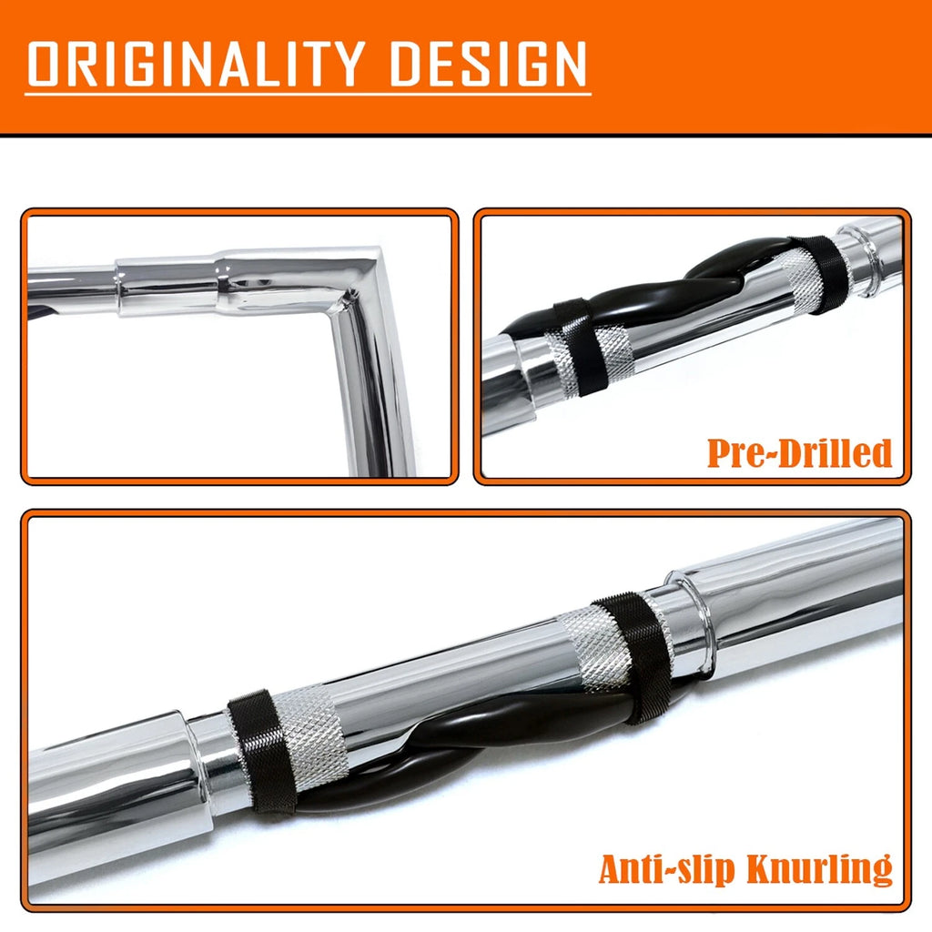 Chrome 12" Prewired 32mm Handlebar for Harley Sportster/Dyna/Softail (1996–2006)