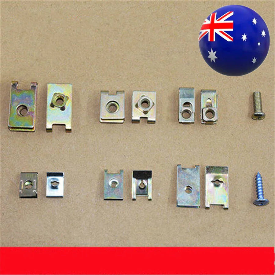 100 x Mixed Metal U Clips for Fender Body Door Panel Trim Fasteners - AU Ship