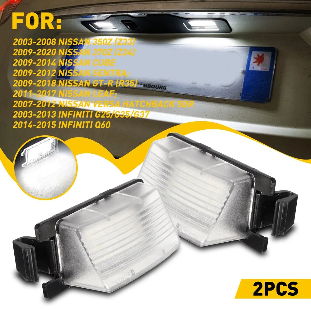 LED License Plate Light for Infiniti G25 G35 G37 Q60 (2003–2013) 6000K 18SMD
