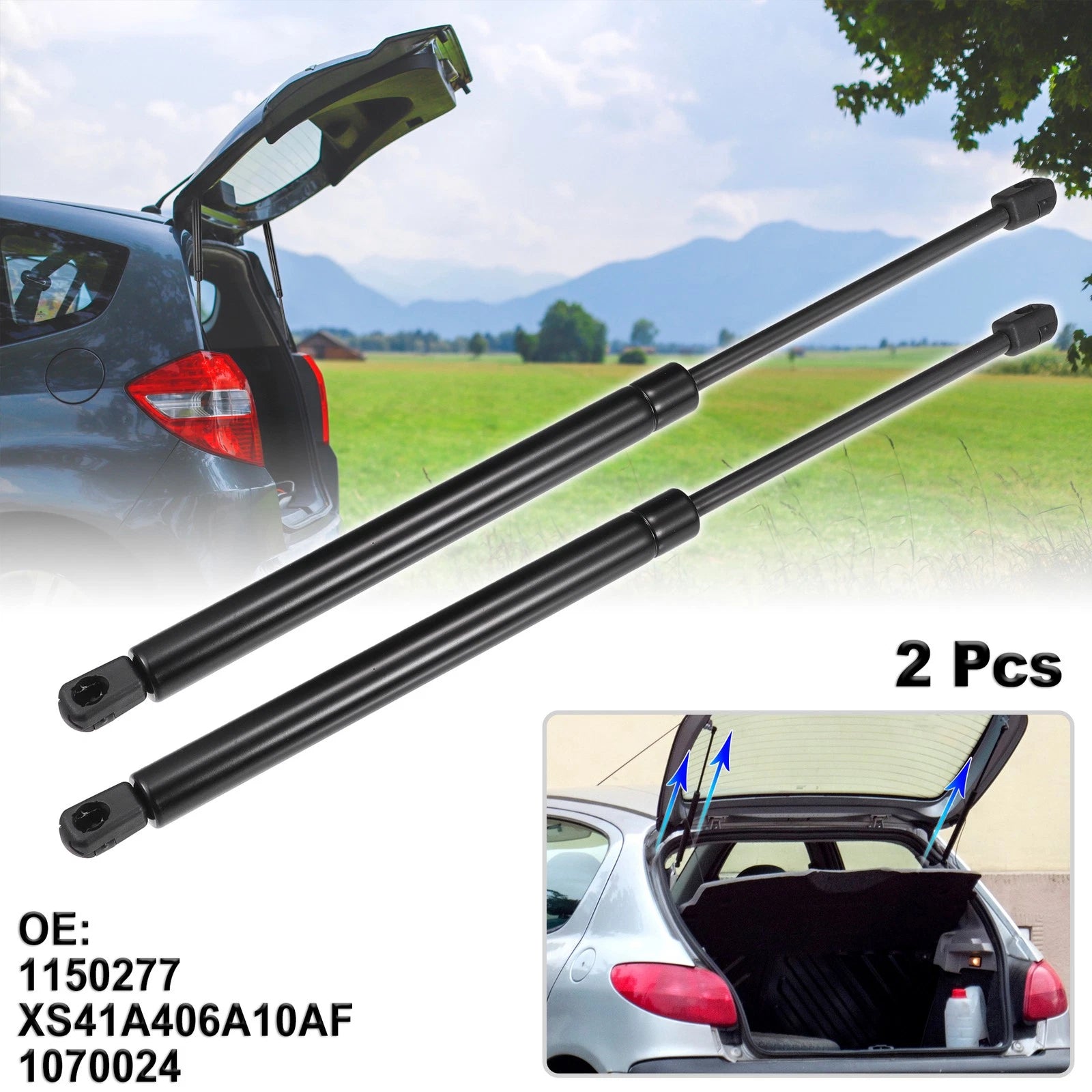 2X No.1150277 Rear Hatch Lift Supports for Ford Focus (2000–2004)
