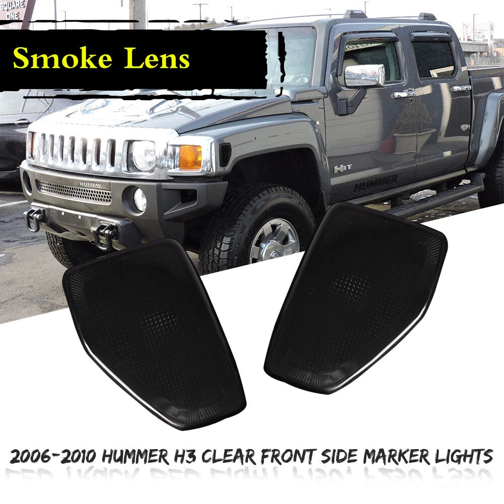 2X Smoked Lens Front Fender Side Marker Lights for Hummer H3 (2006–2010)
