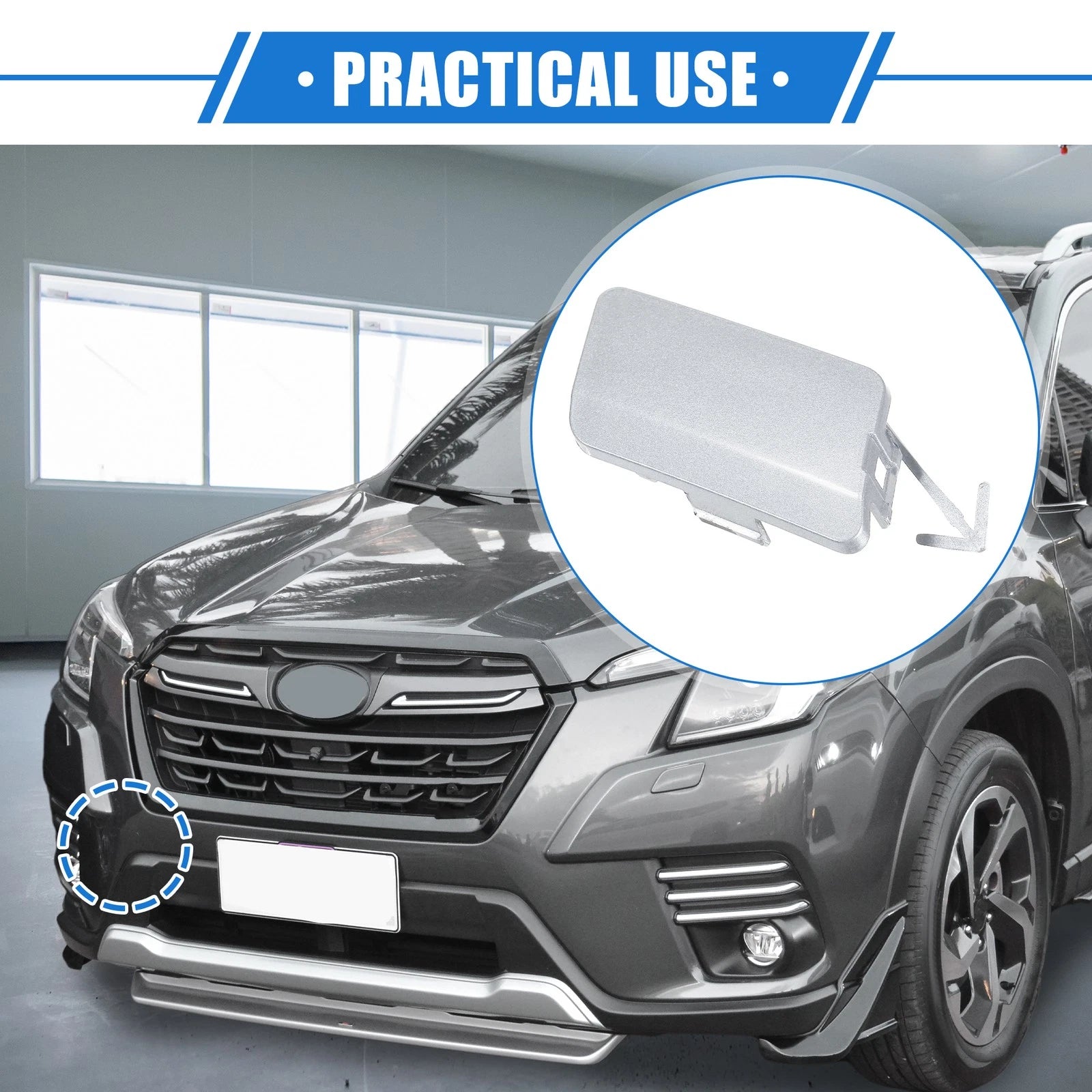 Front Right Bumper Tow Hook Cover for Subaru Forester (2009–2013) Silver Tone