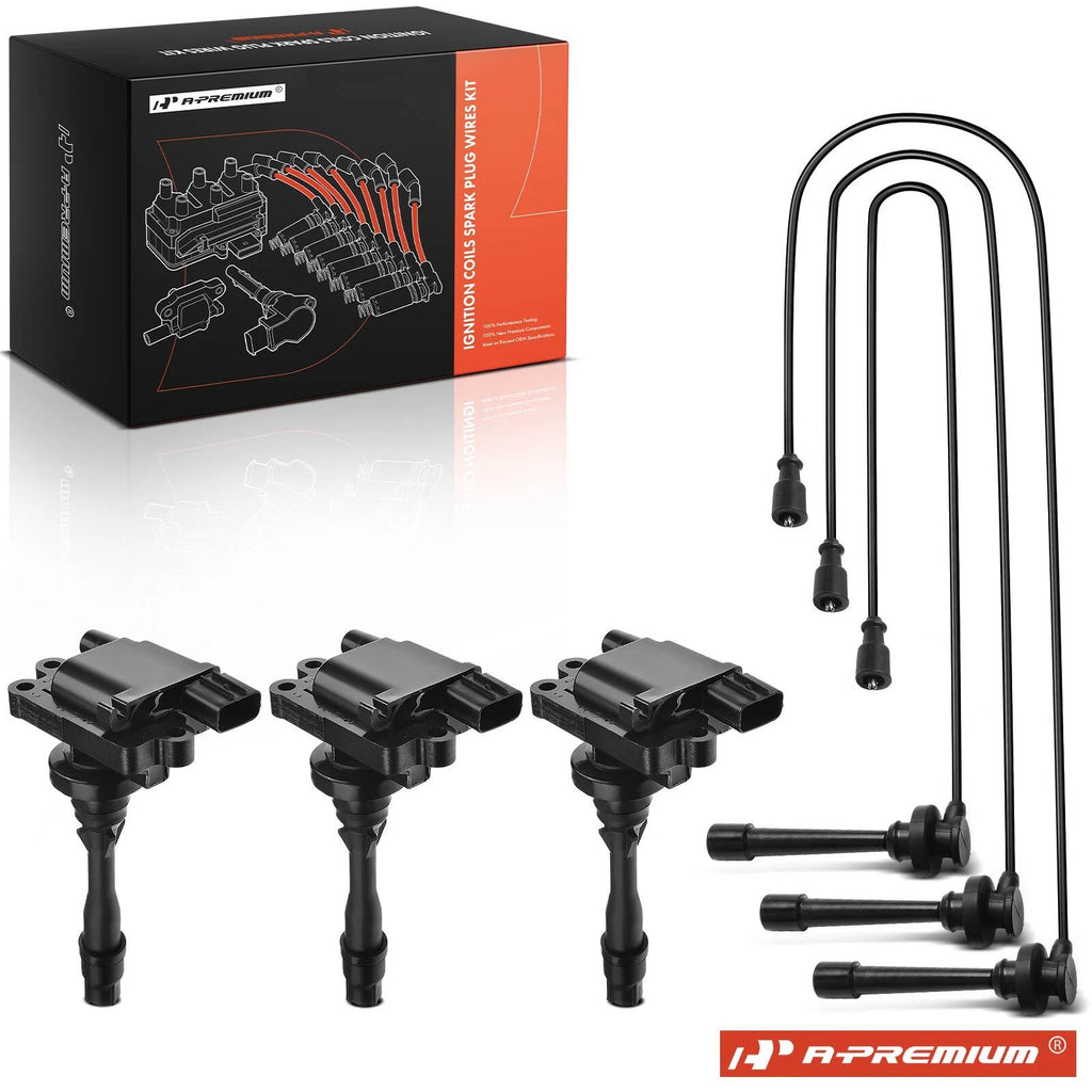 3X Ignition Coils & 3X Spark Plug Wires for Mitsubishi Montero (2003–2006)