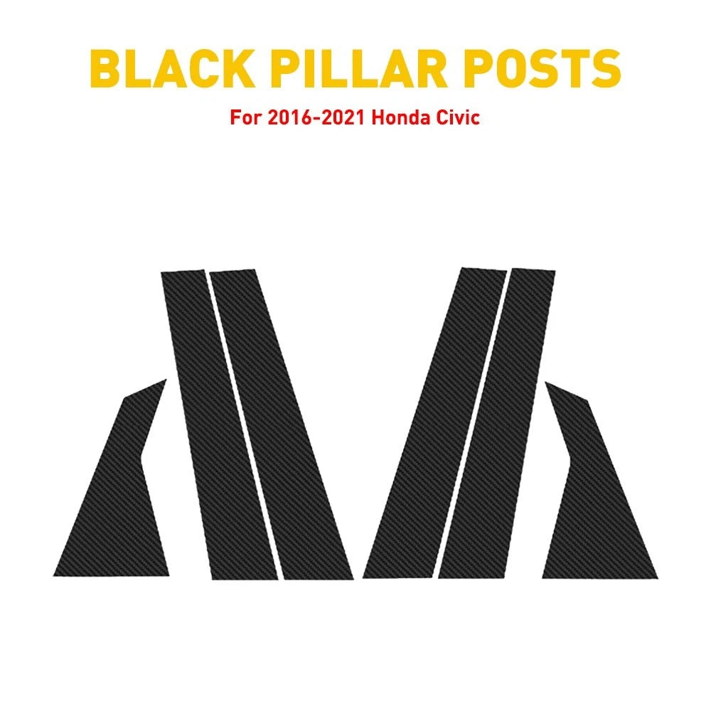 Carbon Fiber Pattern Vinyl Pillar Post Stickers for Civic Sedan (2016–2022)