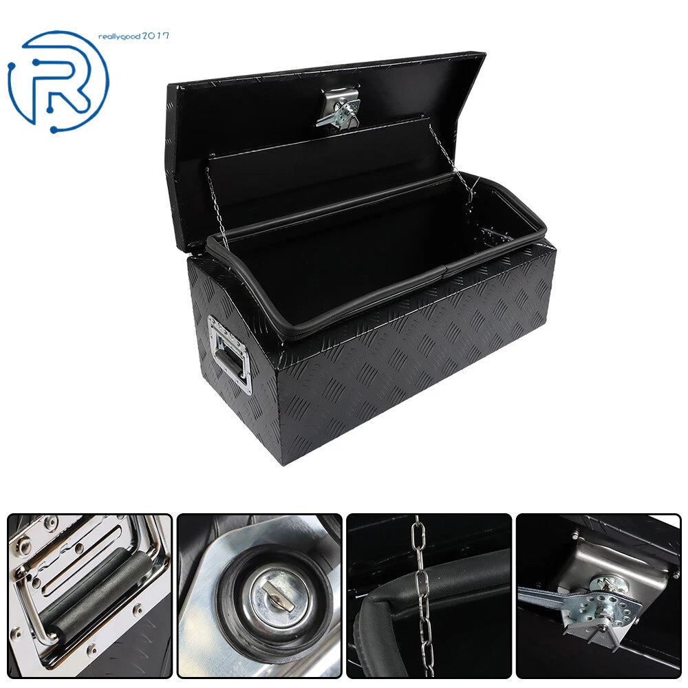30" x 13" x 13" Black Aluminum Tool Box for Trailer Pickup Truck