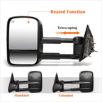 Power Heated Black Side Towing Mirrors for Chevy Silverado/GMC Sierra (2014–2020)