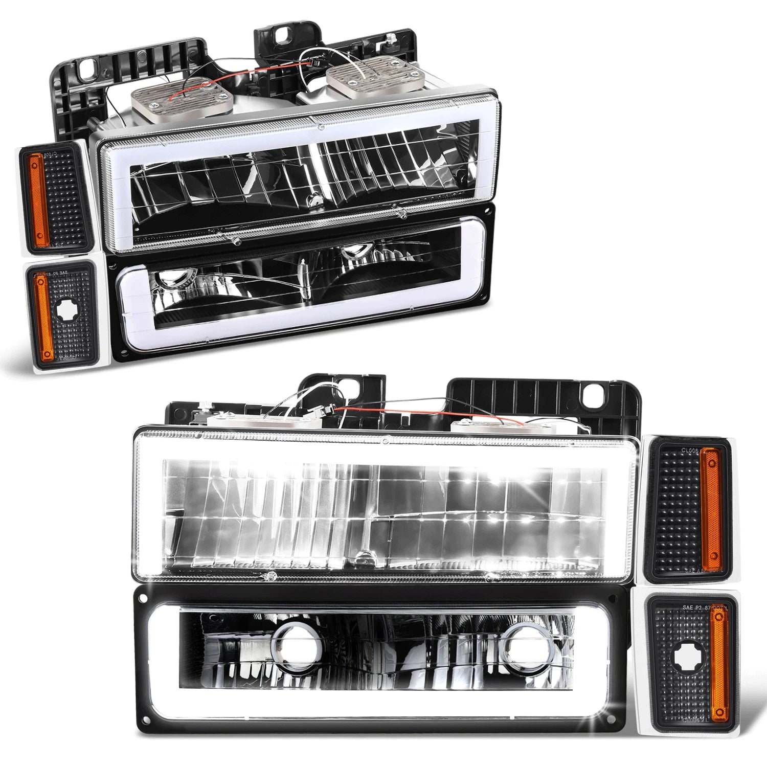 LED Headlight & Signal + Amber Corner Lamp for Chevy C/K 1500-3500 (1988–1993)