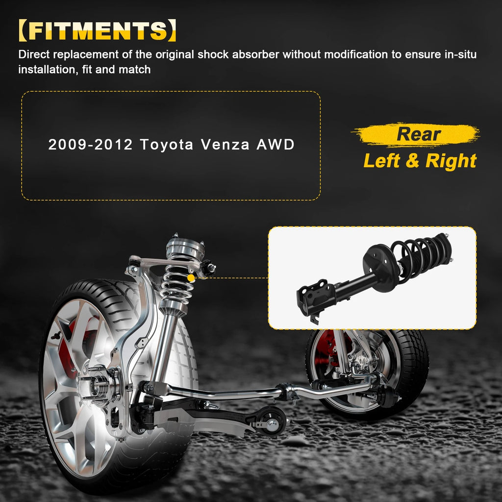 Set of 2 Rear Complete Struts with Springs for Toyota Venza AWD