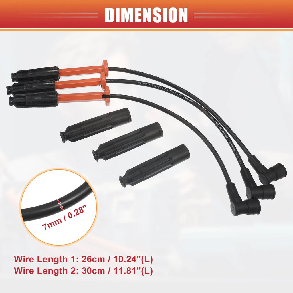 3X Spark Plug Wire Ignition Coil Cable No. 1101591818 for Mercedes-Benz C220 (1994–2000)