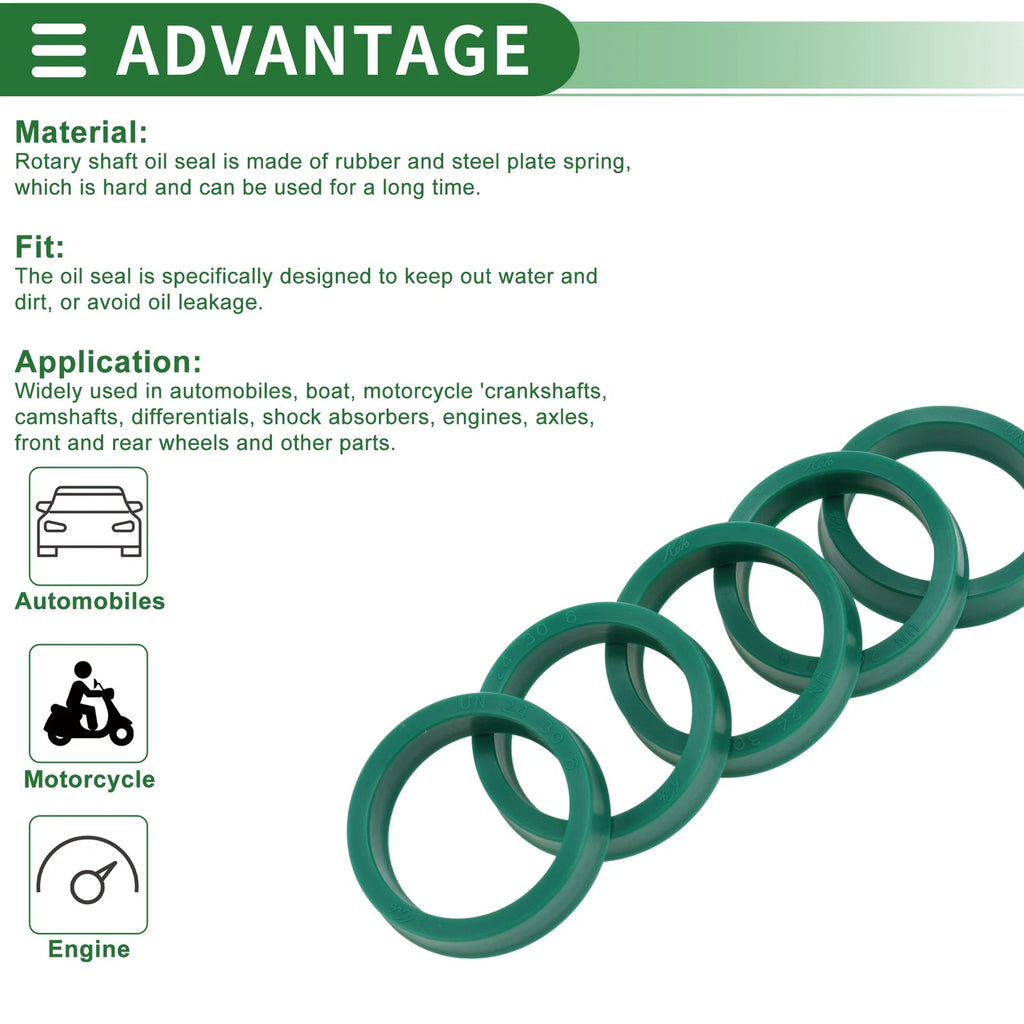 Set of 5 Oil Seal Rotary Shaft Seal 24x30x6mm High Pressure Green