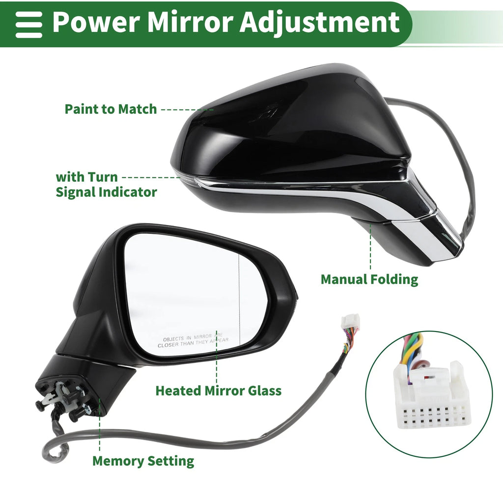 Right Side Door Mirror for Lexus NX200t (2015–2017) Manual Folding Gloss Black