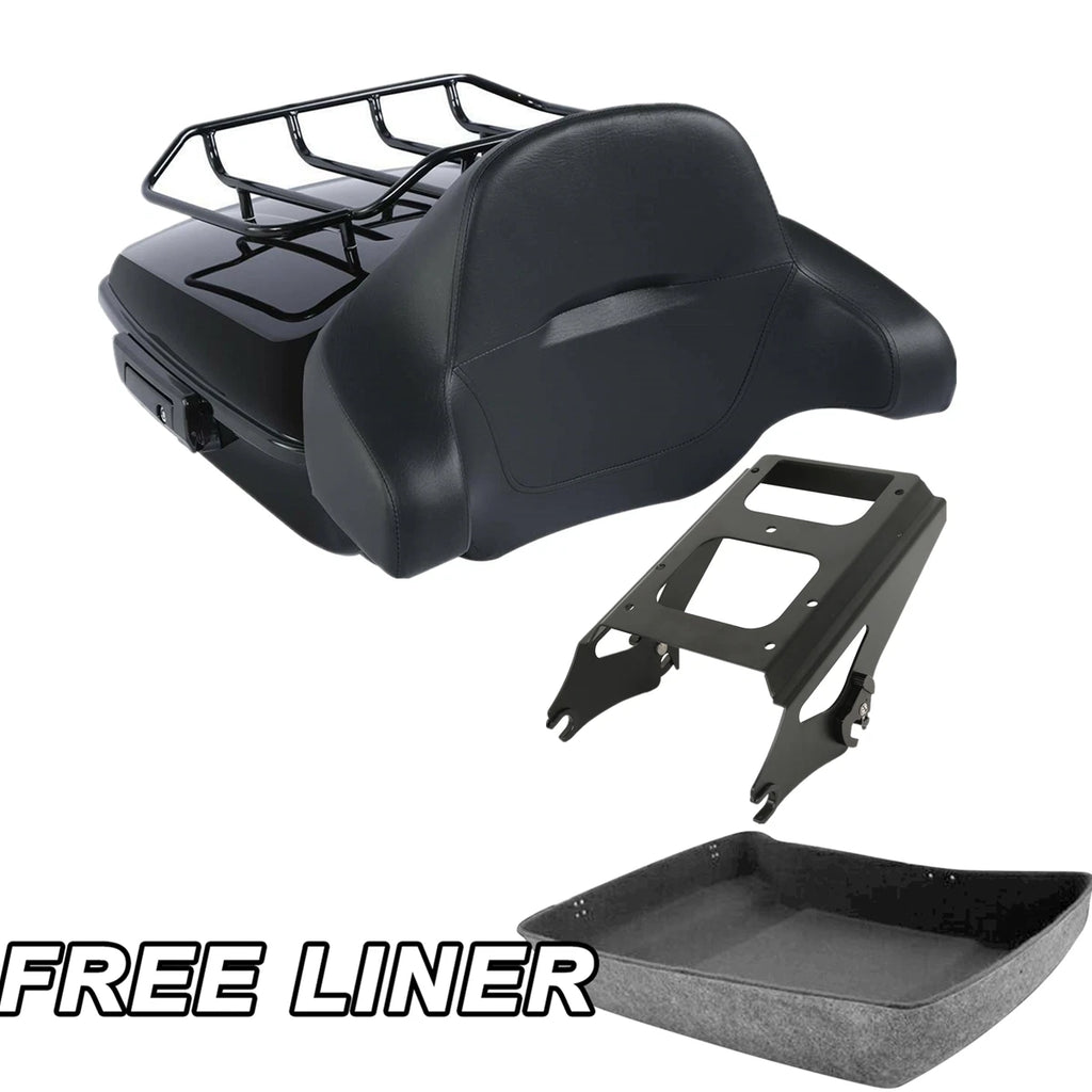 Chopped Trunk Backrest Pad Mount Rack for Harley Street Road Glide (2009–2013)