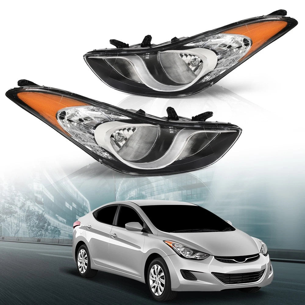 Headlight Assembly Pair for Hyundai Elantra (2011–2013) Halogen