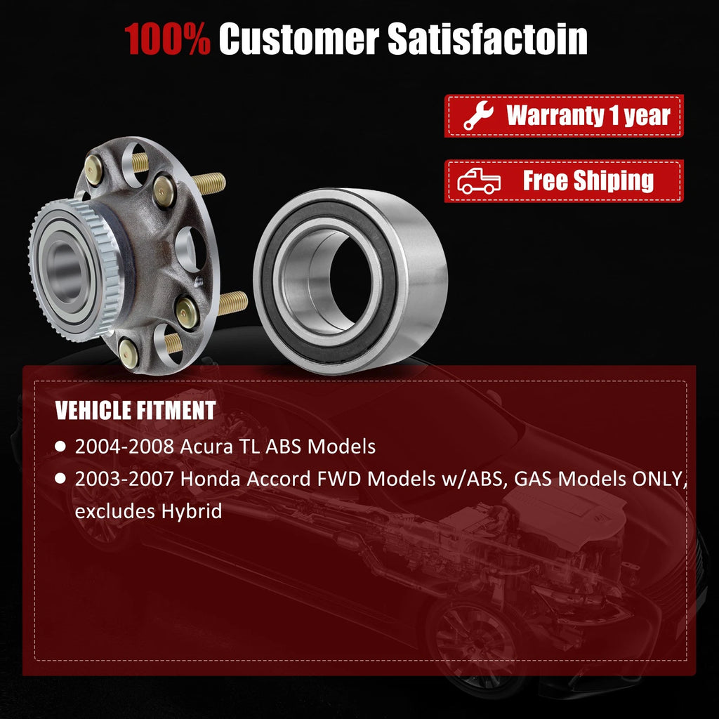 Set of 4 Wheel Hub Bearings for Acura TL (2004–2008) with ABS