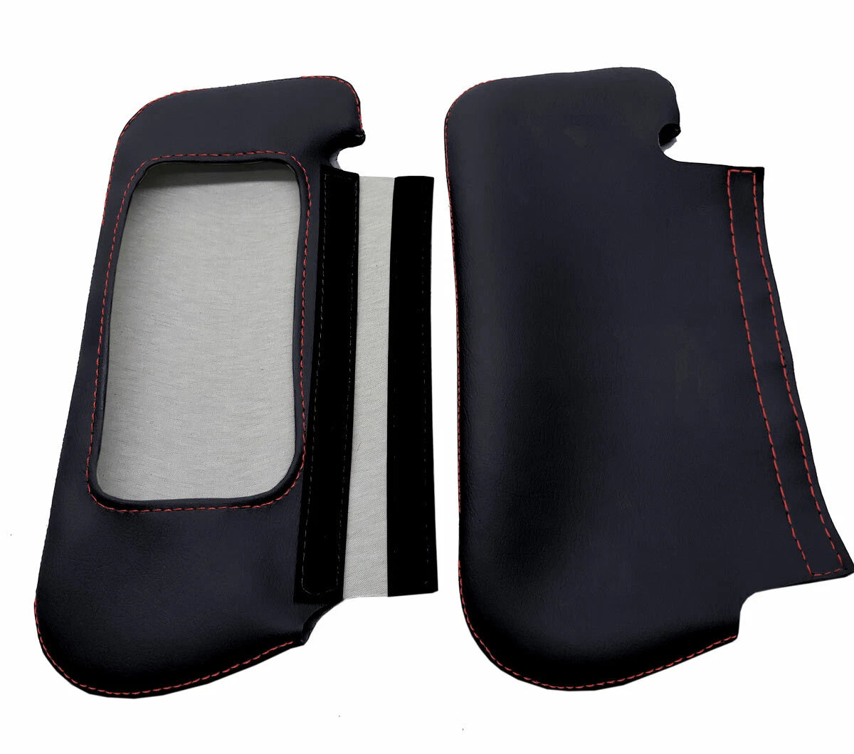 Sunvisors Cover for Ford Mustang (1987–1993) Red Stitch PVC Leather
