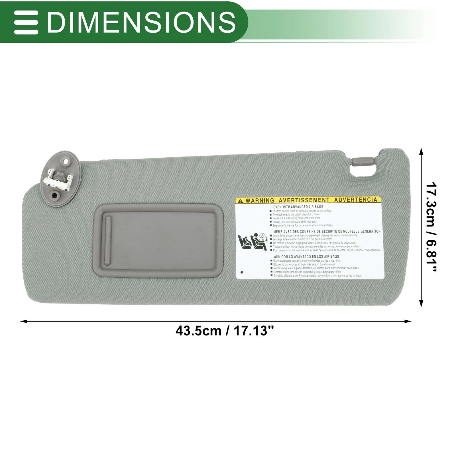 Left Driver Side Sun Visor for Toyota 4Runner (2010–2023) 74320-35A91-B1 Gray