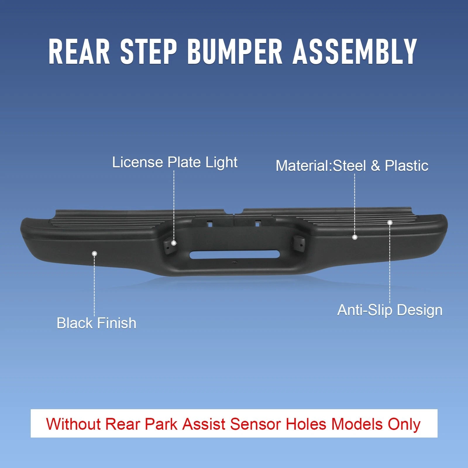 Rear Steel Step Bumper for Toyota Tacoma (1995-2004) Black Assembly