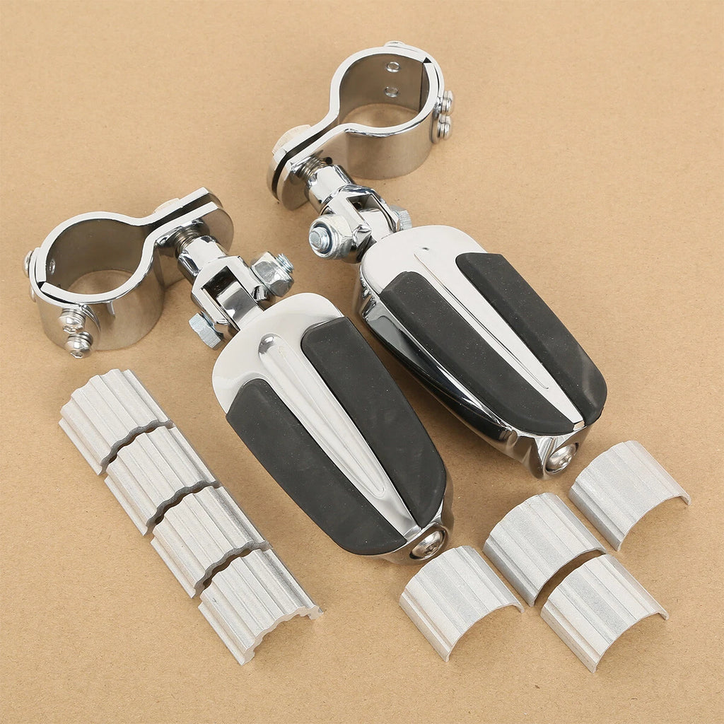 Chrome Highway Bar Footpegs Clamps for Harley Touring (Fits 22mm, 25mm, 32mm, 35mm)