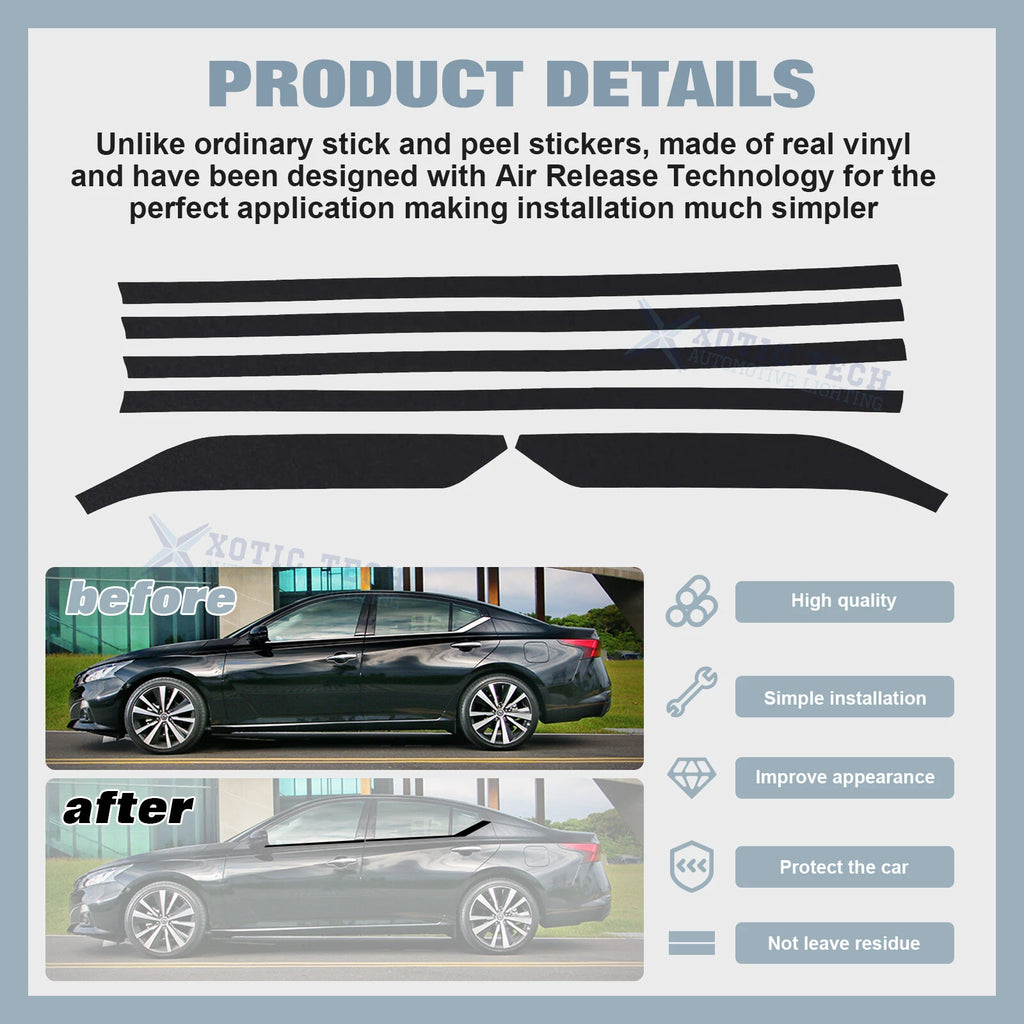 Chrome Delete Blackout Window Cover Decal for Nissan Altima (2019-2025)