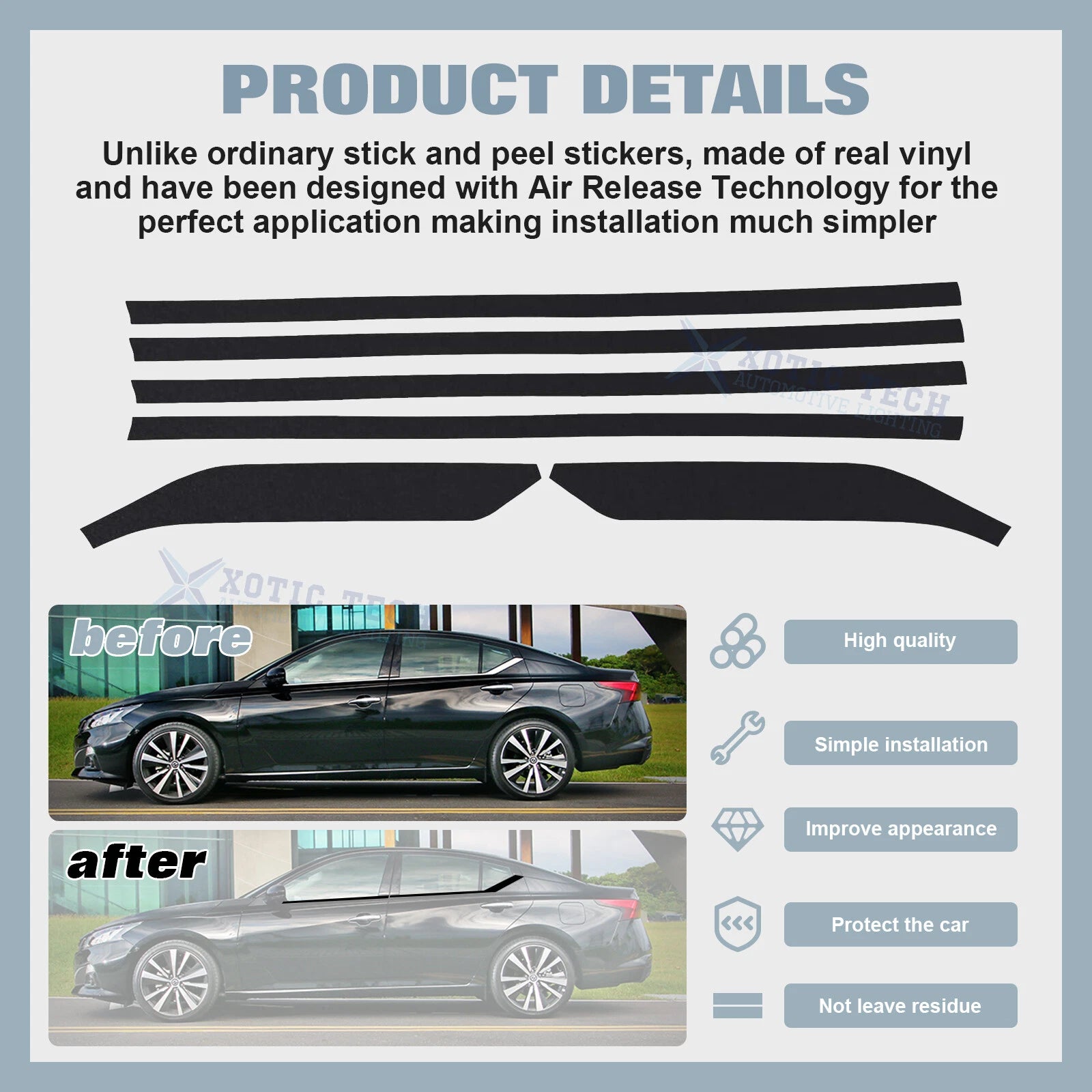 Chrome Delete Blackout Window Cover Decal for Nissan Altima (2019-2025)