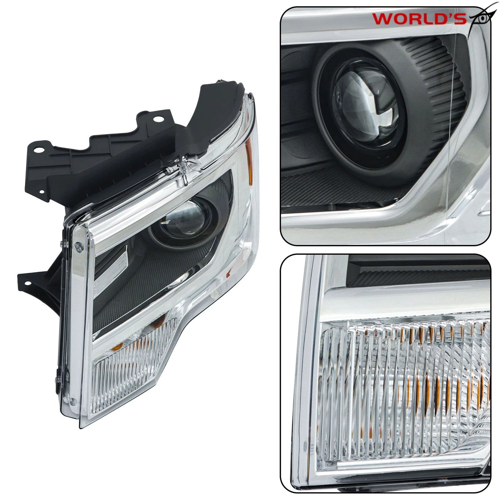 Set of 2 HID Projector Headlights for Ford F150 (2013–2014) Chrome